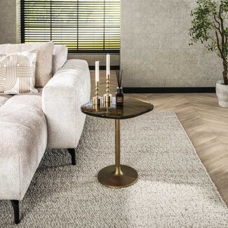PS-Collection Bijzettafel Antiek Goud Glas Metaal Eclipse Laag
