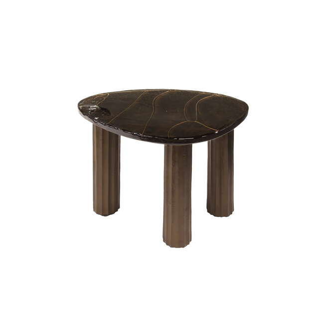 Salontafel Antiek Koper Glas Aluminium Eclipse S