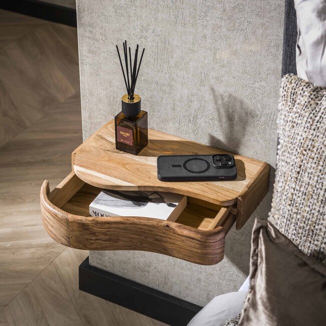 Nachtkastje set van 2 Organic - Acaciahout - Naturel - 40x25x8 cm