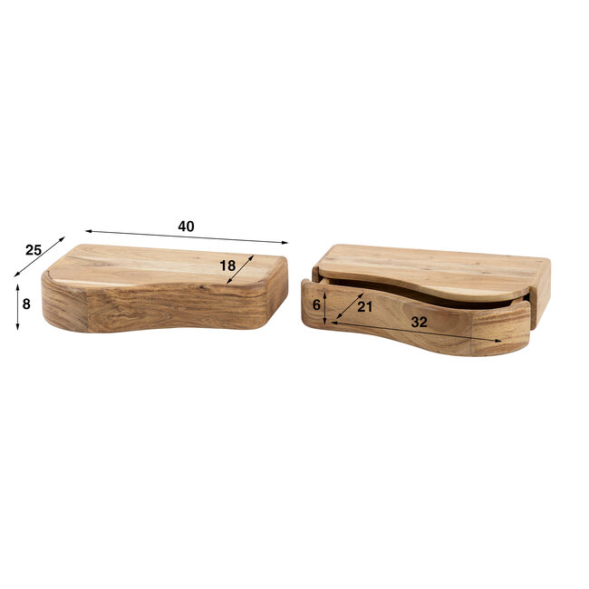 Nachtkastje Acaciahout Naturel Organic Set Van 2