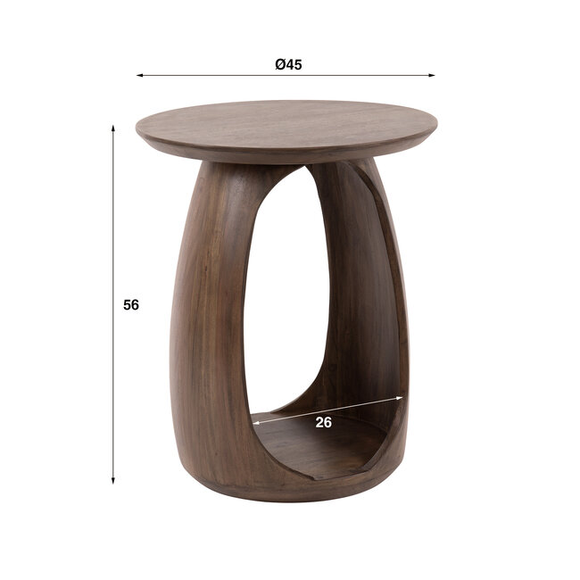 Bijzettafel Acaciahout Bruin Rond S - Flow Solid