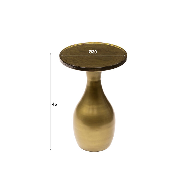 Bijzettafel Antiek Goud Glas Metaal Eclipse Drop S