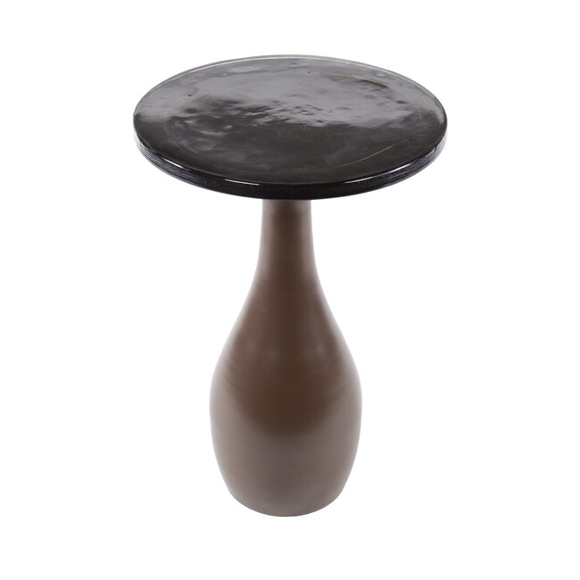 Bijzettafel Antiek Koper Glas Metaal Eclipse Drop M