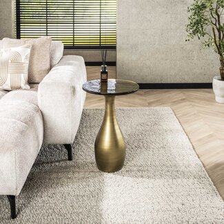PS-Collection Bijzettafel Antiek Goud Glas Metaal Eclipse Drop M