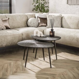 PS-Collection Salontafel Set van 2 Metaal Donkerbruin Brons Ray
