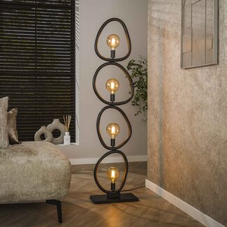 PS-Collection Vloerlamp Metaal Zwart - Pebble 4-Lichtpunten