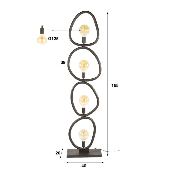 Vloerlamp Metaal Zwart - Pebble 4-Lichtpunten
