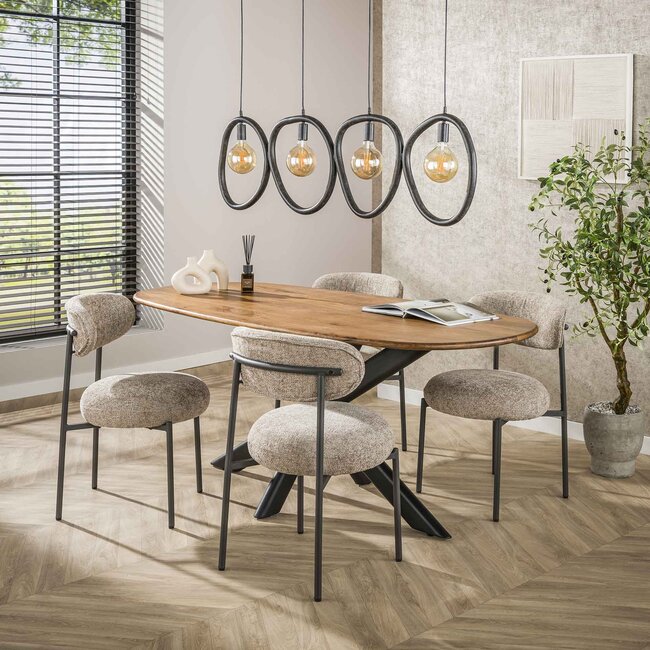 Hanglamp 4 Lichtpunten Pebble - Zwart - Metaal - 140x8x150 cm