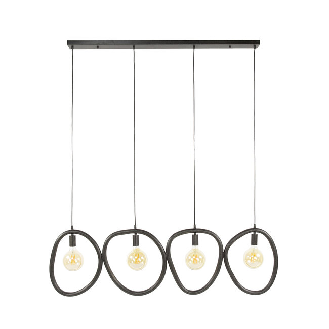 Hanglamp Metaal Zwart 4 Lichtpunten - Pebble