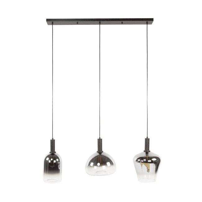 Hanglamp Smoke Chroom Glas 3 Lichtpunten - Zenith