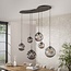Hanglamp Glas Smoke Grey Metaal Zwart - Stellar 6-lichts