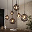 Hanglamp Glas Smoke Grey Metaal Zwart - Stellar 6-lichts