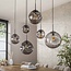 Hanglamp Glas Smoke Grey Metaal Zwart - Stellar 6-lichts