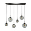 Hanglamp Glas Smoke Grey Metaal Zwart - Stellar 6-lichts