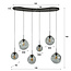 Hanglamp Glas Smoke Grey Metaal Zwart - Stellar 6-lichts