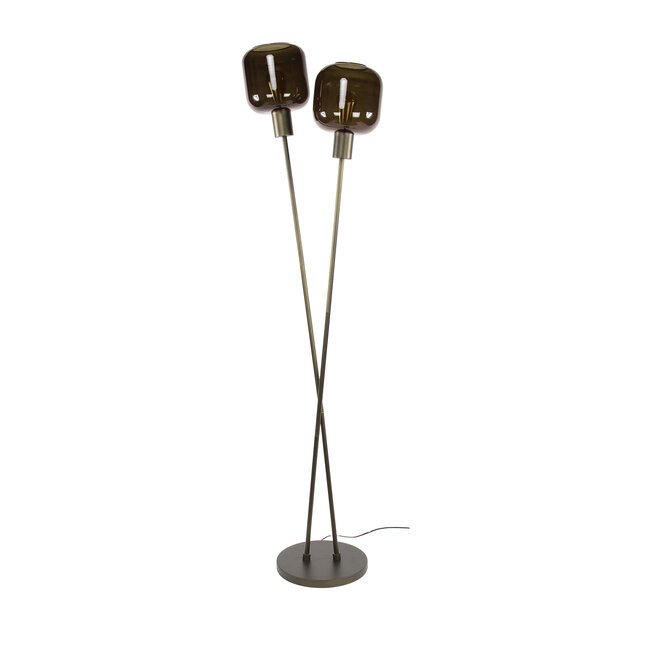 Vloerlamp Sienna Bruin Glas 2 Lichtpunten - Bronza
