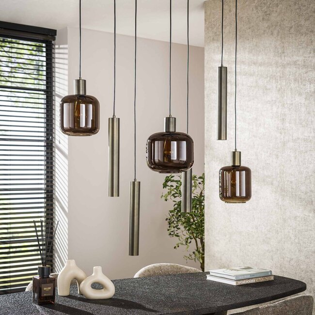 Hanglamp Bruin Glas Brons Metaal 7-lichts - Bronza