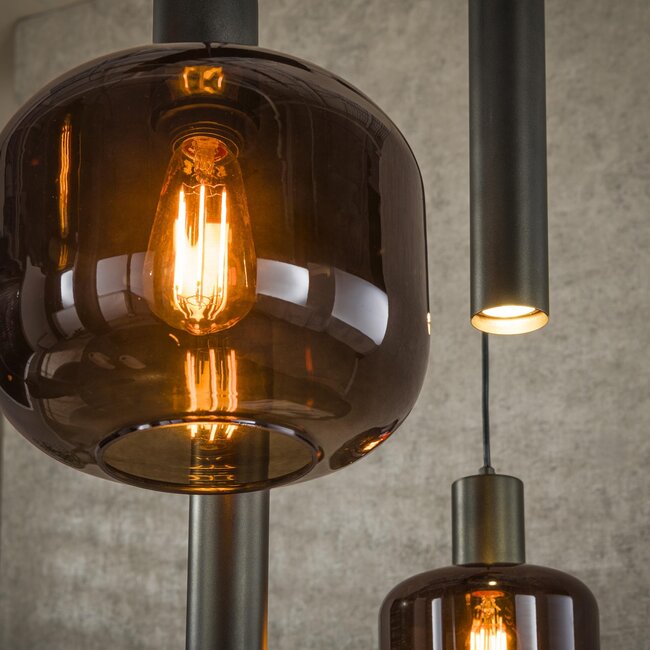 Hanglamp Bruin Glas Brons Metaal 7-lichts - Bronza