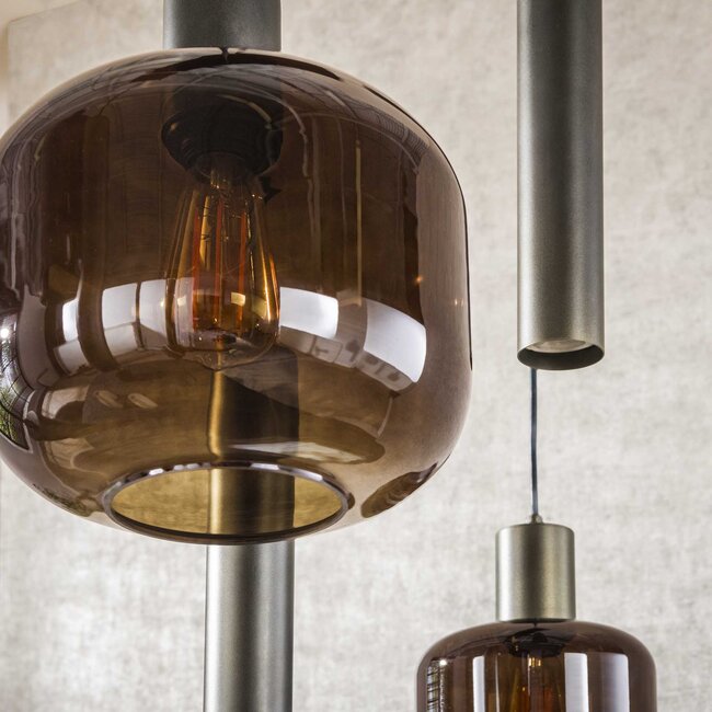 Hanglamp Bruin Glas Brons Metaal 7-lichts - Bronza