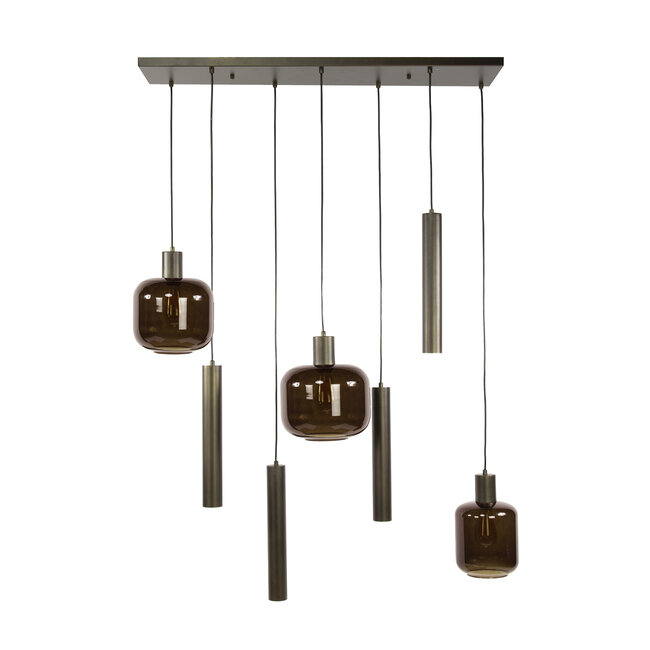 Hanglamp Bruin Glas Brons Metaal 7-lichts - Bronza