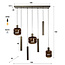 Hanglamp Bruin Glas Brons Metaal 7-lichts - Bronza