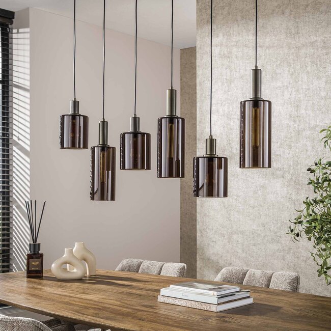Hanglamp Sienna Bruin Glas 6 Lichtpunten - Sepiora