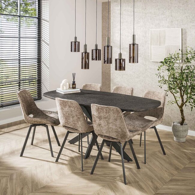 Hanglamp Sienna Bruin Glas 6 Lichtpunten - Sepiora