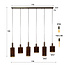 Hanglamp Sienna Bruin Glas 6 Lichtpunten - Sepiora