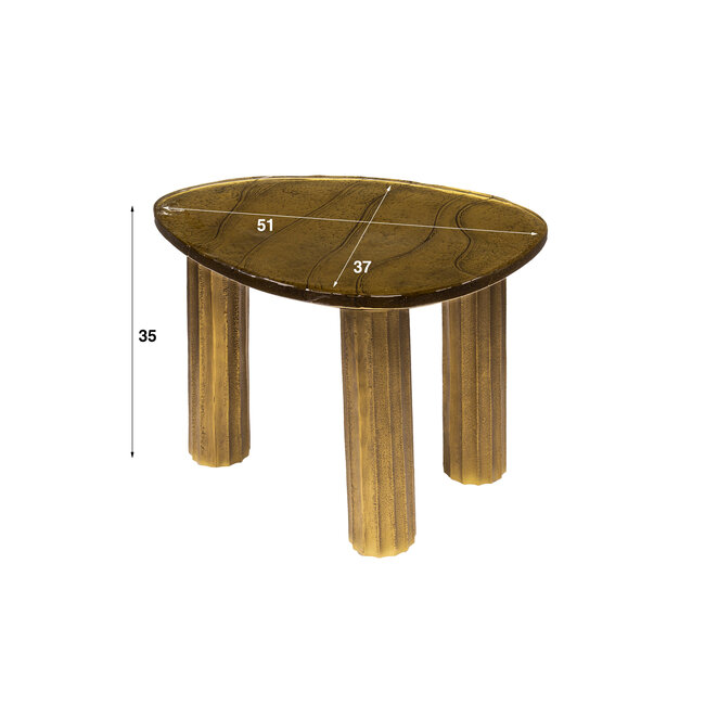 Salontafel Antiek Goud Glas Aluminium Eclipse S