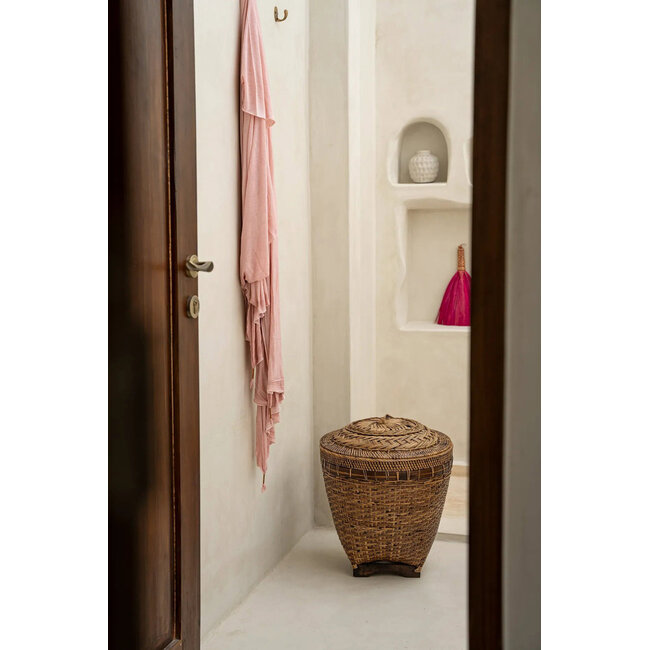 Opbergmand met Deksel - Rotan - Naturel Bruin - 42x42x45 cm