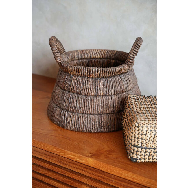 Mand met Handvatten - Bananenblad - Naturel - 42x42x31 cm
