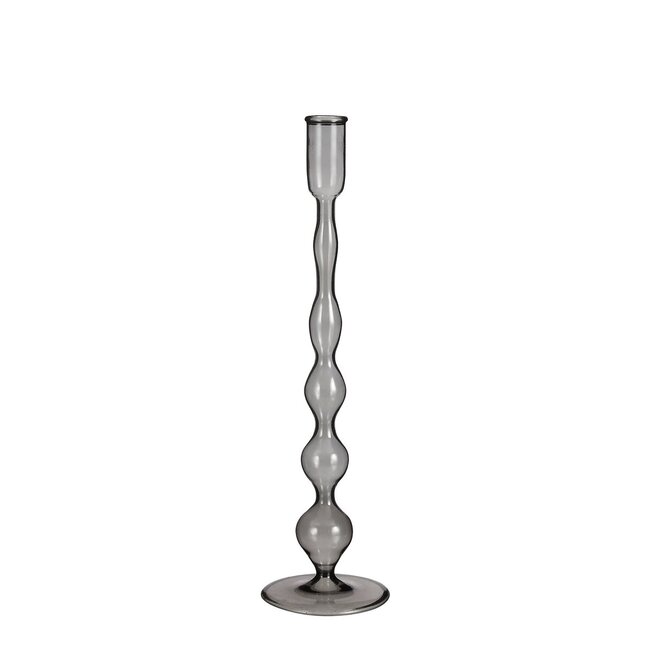 Glazen Kandelaar - Donkergrijs - Ø9 x 33 cm
