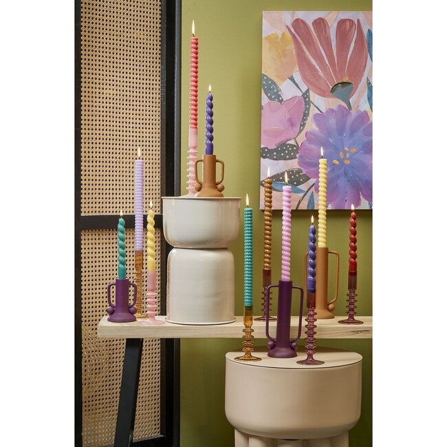 Glazen Kandelaar Amber - Ø8 x 20 cm