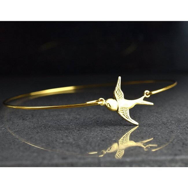 Gouden Bangle - Zwaluw Hanger - Symbool van Vrijheid