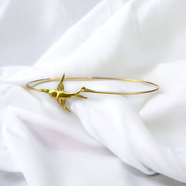 Gouden Bangle - Zwaluw Hanger - Symbool van Vrijheid