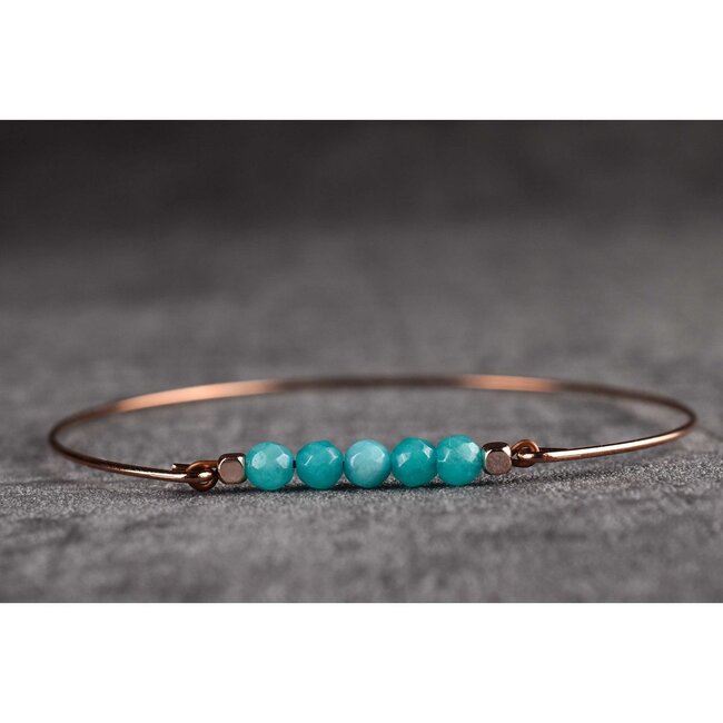 Turquoise Bangle - Roséverguld - Minimalistisch Edelsteen Sieraad