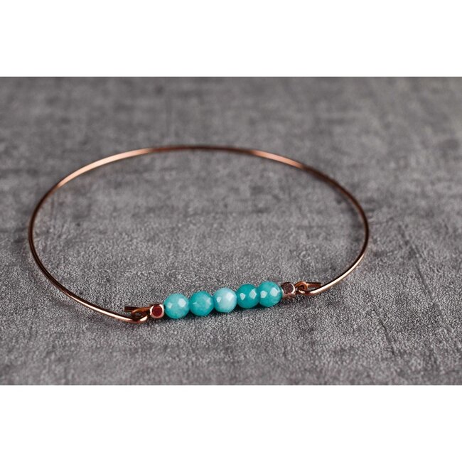 Turquoise Bangle - Roséverguld - Minimalistisch Edelsteen Sieraad