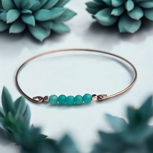 Turquoise Edelsteen Bangle - Rosé Goud/Zilver/Goud