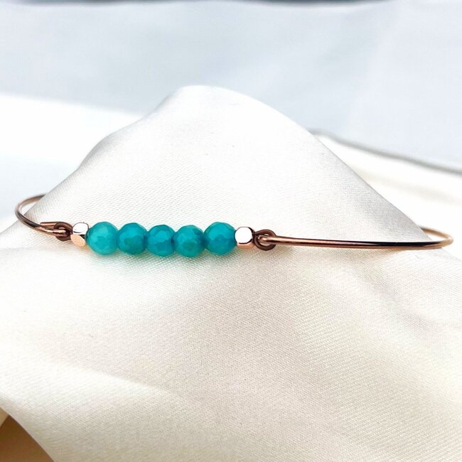 Turquoise Edelsteen Bangle - Rosé Goud/Zilver/Goud