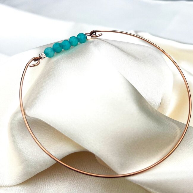 Turquoise Edelsteen Bangle - Rosé Goud/Zilver/Goud
