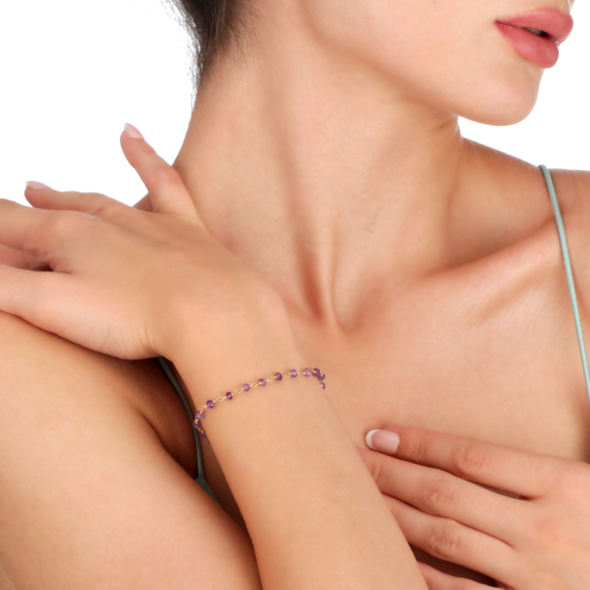 Amethist Armband Rondelles - Verguld Sieraad