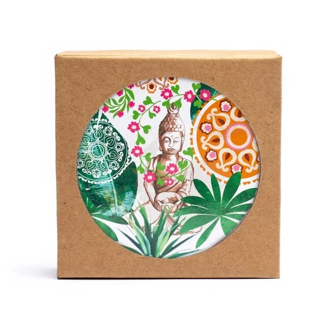 Cadeauset Boeddha Paradijs - Theemok, Onderzetters & Theelichthouder