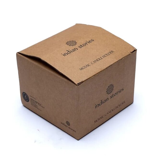 Mozaïek Theelichthouder Glas - Kleurrijk Bloemenmotief