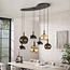 Hanglamp Amber Bruin Glas Brons 7-Lichts - Cluster