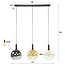 Hanglamp Glas Metaal Zwart 3-Lichts - Sfera Tricolore
