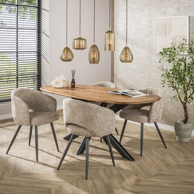 Hanglamp Smoke Bruin Glas 5 Lichtpunten - Stripe