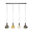 Hanglamp Amber Glas Chroom 4 Lichtpunten - Sfera
