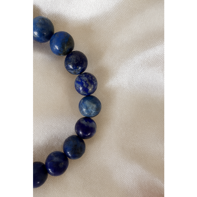 Lapis Lazuli Edelsteen Armband met Bloem des Levens Bedel