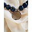 Lapis Lazuli Edelsteen Armband met Bloem des Levens Bedel