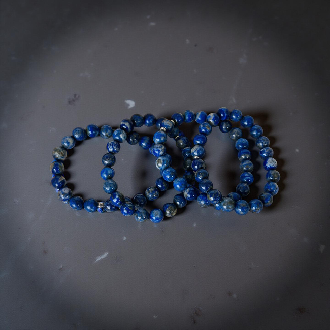 Lapis Lazuli Edelsteen Armband met Bloem des Levens Bedel